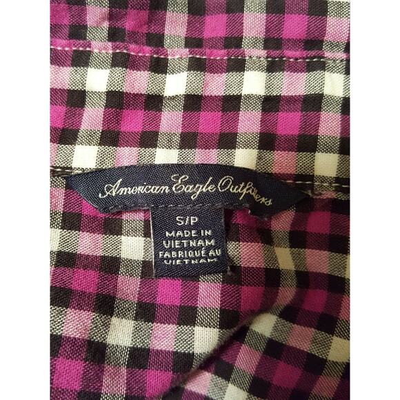 American Eagle Outfitters AEO Women's Plaid Purple Button Up Shirt Size S - Picture 5 of 9